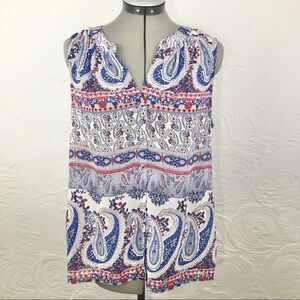EST. 1962 Blue Paisley Print Lightweight Sleeveless Top